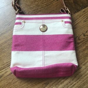Pink & white striped crossbody bag, Tommy Hilfiger